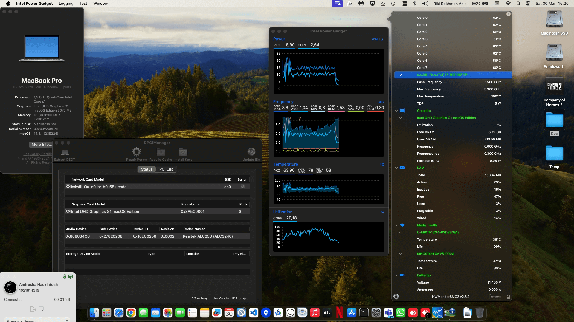 Success Hackintosh macOS Sonoma 14.4.1 Build 23E224 in Infinix INBook X1 Pro XL12